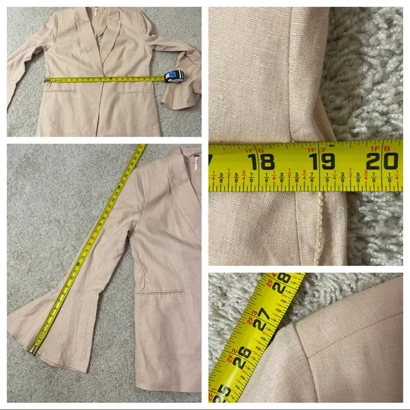 NWT! FREE PEOPLE Flared Sleeve Blazer In Rose - Picture 6 of 7